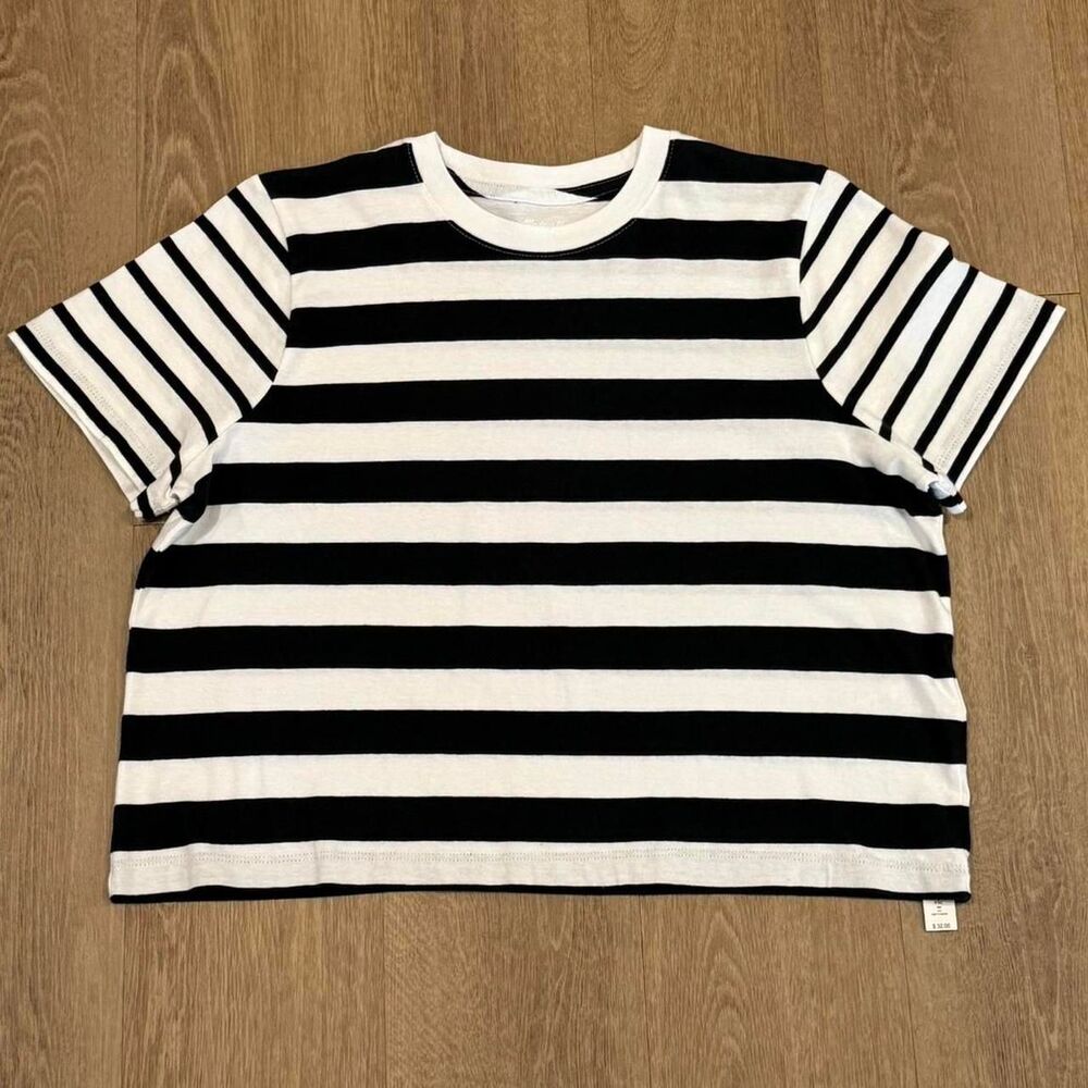 Madewell striped cropped boxy fit tee Size S NWT